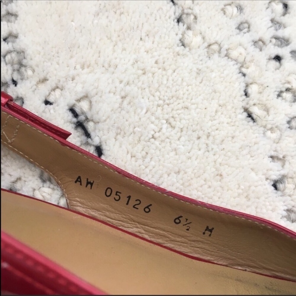 Stuart Weizman Red Patent Leather Peep Toe Flats - image 5